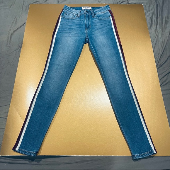 Velvet Heart Premium Denim Racing Striped Sadie Mid Rise Super Skinny Jeans 26 - Picture 3 of 6